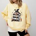 Dragon Hoard Of Books Reading Lover Cute Art Comfort Colors Sweatshirt Blue Spruce