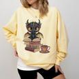 Dragon Read Books Be Kind Stay Weird Book Lover Comfort Colors Sweatshirt Blue Spruce