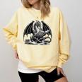 Dragon Reading Book Bookworm Books Dragon Learning Comfort Colors Sweatshirt Blue Spruce