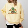 Dragon Reading Book Bookworm Comfort Colors Sweatshirt Blue Spruce