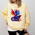 Dragon Reading a Book Bookworm Book Lover Comfort Colors Sweatshirt Blue Spruce
