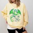Dragon Reading Books Bookworm Comfort Colors Sweatshirt Blue Spruce