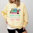 Drink Coffee Read Books Love Jesus Christian Religious God Comfort Colors Sweatshirt Blue Spruce
