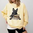 Dutch Shepherd Books Reading Dog Breed Graphic Comfort Colors Sweatshirt Blue Spruce