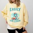 Easily Distracted By Books And Dragons Nerds Comfort Colors Sweatshirt Blue Spruce