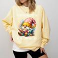 Easily Distracted By Books And Gnomes Book Reading Gnome Comfort Colors Sweatshirt Blue Spruce