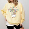 Easily Distracted By Books Silly-Goose Bookish Library Read Comfort Colors Sweatshirt Blue Spruce