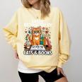 Easily Distracted By Cats And Books Book Lover Cat Comfort Colors Sweatshirt Blue Spruce Easily Distracted By Cats And Books Book Lover Cat Comfort Colors Sweatshirt Blue Spruce