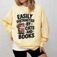 Easily Distracted By Cats And Books Lovers Reading Comfort Colors Sweatshirt Blue Spruce Easily Distracted By Cats And Books Lovers Reading Comfort Colors Sweatshirt Blue Spruce