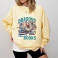 Easily Distracted By Dragons And Books Bookworm Comfort Colors Sweatshirt Blue Spruce