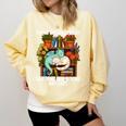Easily Distracted By Dragons Books Cats Fantasy Book Lover Comfort Colors Sweatshirt Blue Spruce