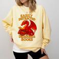 Easily Distracted By Dragons And Books Reading Comfort Colors Sweatshirt Blue Spruce