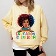Education Is Freedom History Girl Women Book Lover Comfort Colors Sweatshirt Blue Spruce