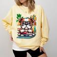 English Bulldog Reading a Book Dog Comfort Colors Sweatshirt Blue Spruce English Bulldog Reading a Book Dog Comfort Colors Sweatshirt Blue Spruce