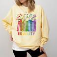 Equality Books Peace Love Compassion LGBT Gay Lesbian Pride Comfort Colors Sweatshirt Blue Spruce