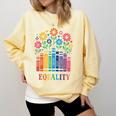 Equality Love Peace Compassion Books Protest Women Girls Kid Comfort Colors Sweatshirt Blue Spruce
