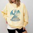 Fantasy Dragon Reading Magical Book Lover Halloween Vibes Comfort Colors Sweatshirt Blue Spruce