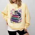 Fantasy Drama Tragedy Cute Cat Book Lover Readers Librarians Comfort Colors Sweatshirt Blue Spruce