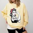 Female Librarian Rosie Riveter Book Guardian Woman Comfort Colors Sweatshirt Blue Spruce