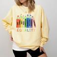 Floral Book Equality Human Rights Social Justice Peace Love Comfort Colors Sweatshirt Blue Spruce