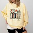Floral Book There's No Such Thing As Too Many Book Lover Comfort Colors Sweatshirt Blue Spruce
