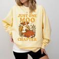 Floral Cow Reading Pun Just One More Chapter Cozy Book Lover Comfort Colors Sweatshirt Blue Spruce