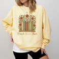 Flourish Dream Thrive Resist 84 67 Book Reading Nature Lover Comfort Colors Sweatshirt Blue Spruce