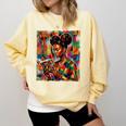 Geometric History Educated Women Reading Book Melanin Comfort Colors Sweatshirt Blue Spruce