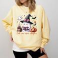 Ghost Reading Book Coquette Bow Halloween Girl Toddler Kid Premium Comfort Colors Sweatshirt Blue Spruce
