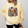 Gingerbread Reading Book Lovers Christmas Bookworm Librarian Premium Comfort Colors Sweatshirt Blue Spruce