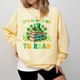 Goods Luck Read Librarian Book Patrick Days Shamrock Clover Comfort Colors Sweatshirt Blue Spruce