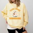 Groovy Halloween Teacher Spooky Read More Book Women Girl Comfort Colors Sweatshirt Blue Spruce