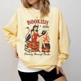 Halloween Bookish Witchy Book Club Hot Girls Read Comfort Colors Sweatshirt Blue Spruce
