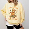 Halloween Fully Booked This Fall Book Ginger Cat Reading Comfort Colors Sweatshirt Blue Spruce