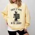 Halloween Skeleton Pun Book Lover Library Joke Comfort Colors Sweatshirt Blue Spruce