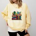 Happiness More Books Read Reading Librarian Men Women Kids Comfort Colors Sweatshirt Blue Spruce