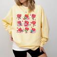 Hearts Reading Book Lovers All Booked For Valentine Comfort Colors Sweatshirt Blue Spruce