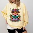 Highland Cow Book Floral Bookworm Comfort Colors Sweatshirt Blue Spruce Highland Cow Book Floral Bookworm Comfort Colors Sweatshirt Blue Spruce