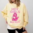 Hot Girls Read Books Cute Book Reader Women Comfort Colors Sweatshirt Blue Spruce
