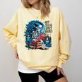 Hot Tea & Spicy Books Skeleton Reader Comfort Colors Sweatshirt Blue Spruce