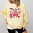 HUGvyn One Loved Teacher Valentine Book Heart Reading Bow Comfort Colors Sweatshirt Blue Spruce HUGvyn One Loved Teacher Valentine Book Heart Reading Bow Comfort Colors Sweatshirt Blue Spruce