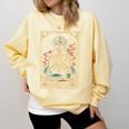 The Introvert Skeleton Tarot Card Coffee Book Lover Comfort Colors Sweatshirt Blue Spruce