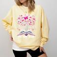 Just a Girl Who Loves Books Reading Book Butterfly Bookworm Comfort Colors Sweatshirt Blue Spruce