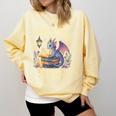 Just a Girl Who Loves Cute Dragons And Books Comfort Colors Sweatshirt Blue Spruce