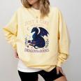Just a Girl Who Loves Dragons And Books Fantasy Comfort Colors Sweatshirt Blue Spruce