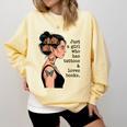Just a Girl Who Has Tattoos And Love Books Tattooed Inked Comfort Colors Sweatshirt Blue Spruce