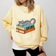 I Just Want To Read Books And Pet Cats Bookish Bookworm Comfort Colors Sweatshirt Blue Spruce