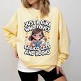 Kawaii Cat And Books Just A Girl Who Loves Both Comfort Colors Sweatshirt Blue Spruce Kawaii Cat And Books Just A Girl Who Loves Both Comfort Colors Sweatshirt Blue Spruce