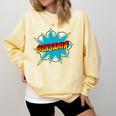 Kids Boys Benjamin Name Personalized Superhero Comic Book Comfort Colors Sweatshirt Blue Spruce
