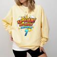 Kids Ka-Blam 7 Year Old Boys 7th Birthday Comic Book Super Hero Comfort Colors Sweatshirt Blue Spruce